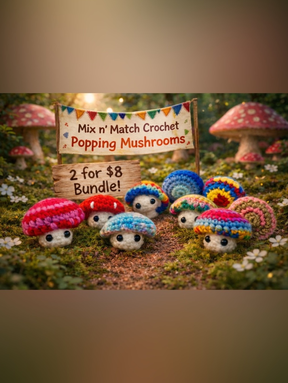 Mix and Match Crochet Popping Mushrooms
